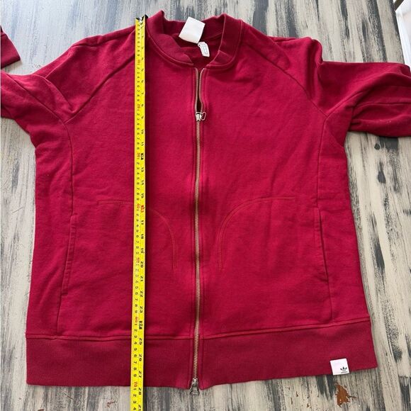 Adidas Vibrant Maroon Ribbed Zip Up Sweatshirt - Picture 7 of 8